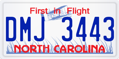 NC license plate DMJ3443