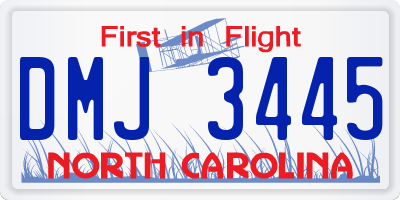 NC license plate DMJ3445