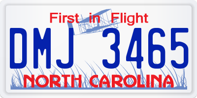 NC license plate DMJ3465