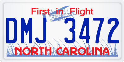 NC license plate DMJ3472