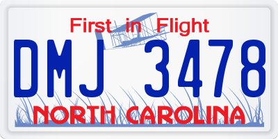 NC license plate DMJ3478