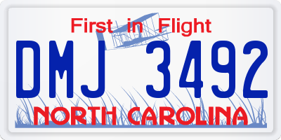 NC license plate DMJ3492