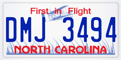 NC license plate DMJ3494