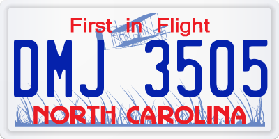 NC license plate DMJ3505