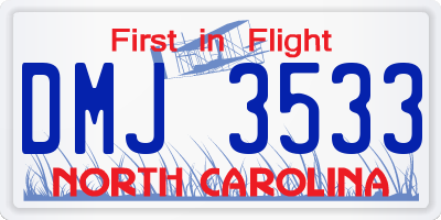 NC license plate DMJ3533