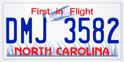 NC license plate DMJ3582