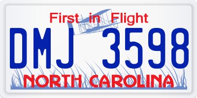 NC license plate DMJ3598