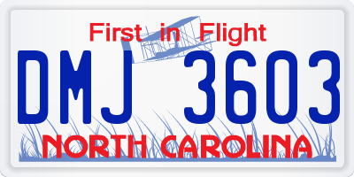 NC license plate DMJ3603