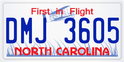 NC license plate DMJ3605