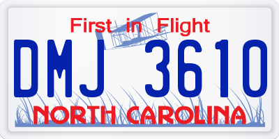 NC license plate DMJ3610