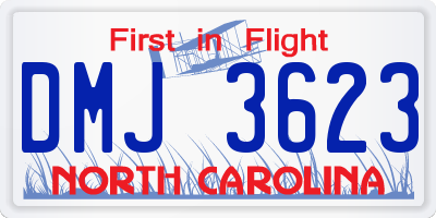 NC license plate DMJ3623