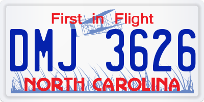 NC license plate DMJ3626