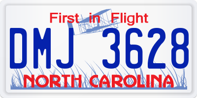 NC license plate DMJ3628