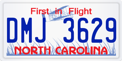 NC license plate DMJ3629