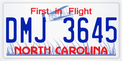 NC license plate DMJ3645