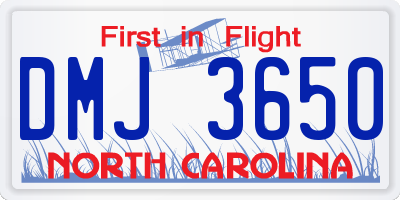 NC license plate DMJ3650