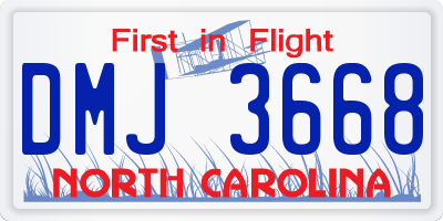 NC license plate DMJ3668