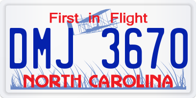 NC license plate DMJ3670