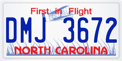 NC license plate DMJ3672