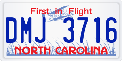 NC license plate DMJ3716