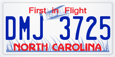 NC license plate DMJ3725