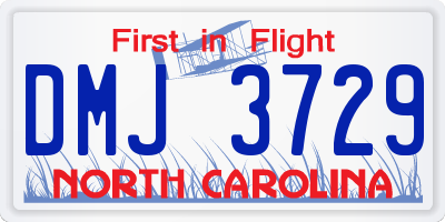 NC license plate DMJ3729