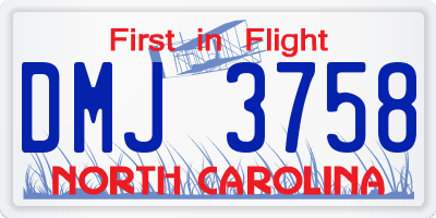 NC license plate DMJ3758