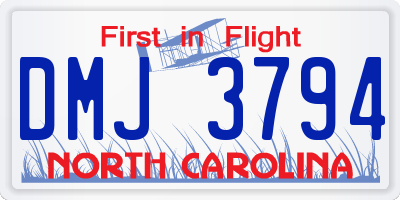 NC license plate DMJ3794