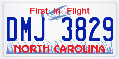 NC license plate DMJ3829