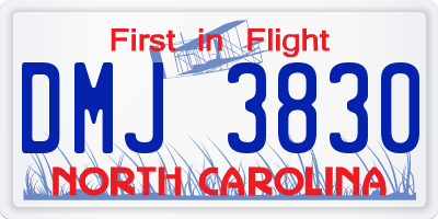 NC license plate DMJ3830