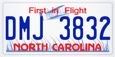 NC license plate DMJ3832
