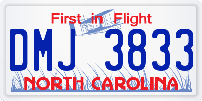 NC license plate DMJ3833