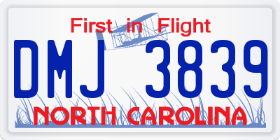 NC license plate DMJ3839