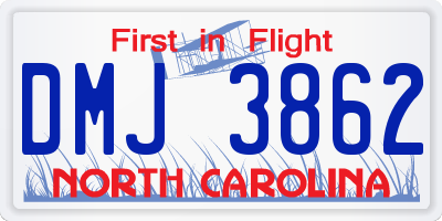 NC license plate DMJ3862