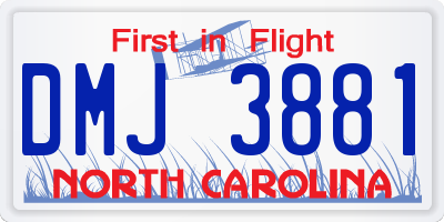 NC license plate DMJ3881