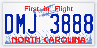 NC license plate DMJ3888