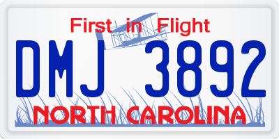 NC license plate DMJ3892