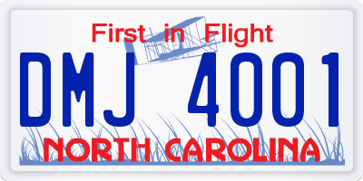 NC license plate DMJ4001