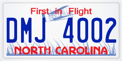 NC license plate DMJ4002