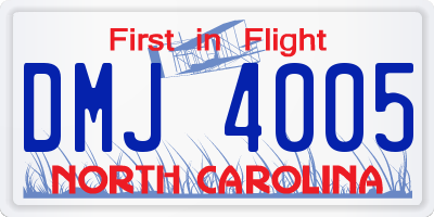 NC license plate DMJ4005