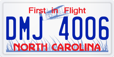 NC license plate DMJ4006