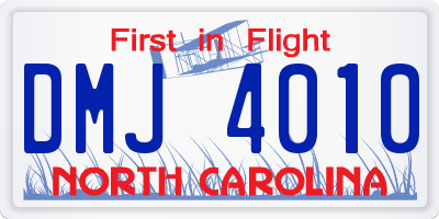 NC license plate DMJ4010