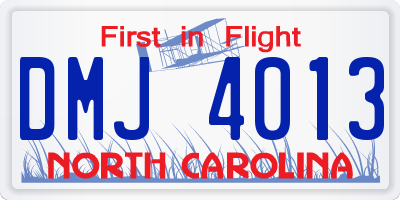 NC license plate DMJ4013