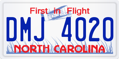 NC license plate DMJ4020