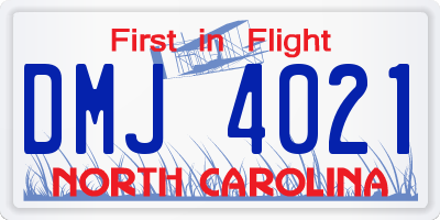 NC license plate DMJ4021