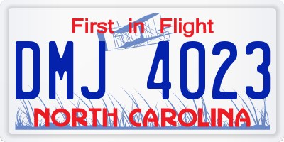 NC license plate DMJ4023