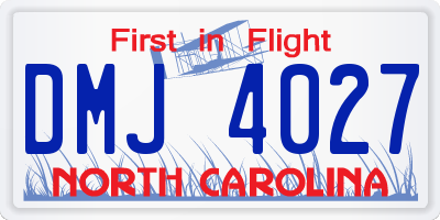 NC license plate DMJ4027