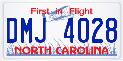 NC license plate DMJ4028