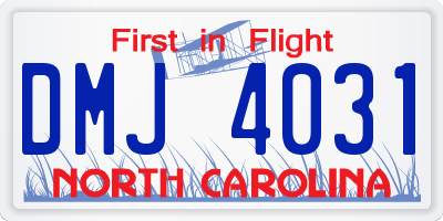 NC license plate DMJ4031