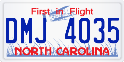 NC license plate DMJ4035